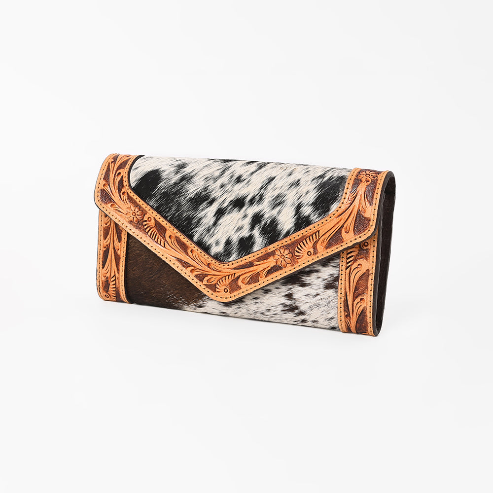 OHLAY Wallet Hand Tooled Hair-On Genuine Leather Women Bag Western Handbag Purse | Womens Handbags |Leather Belt for Summer