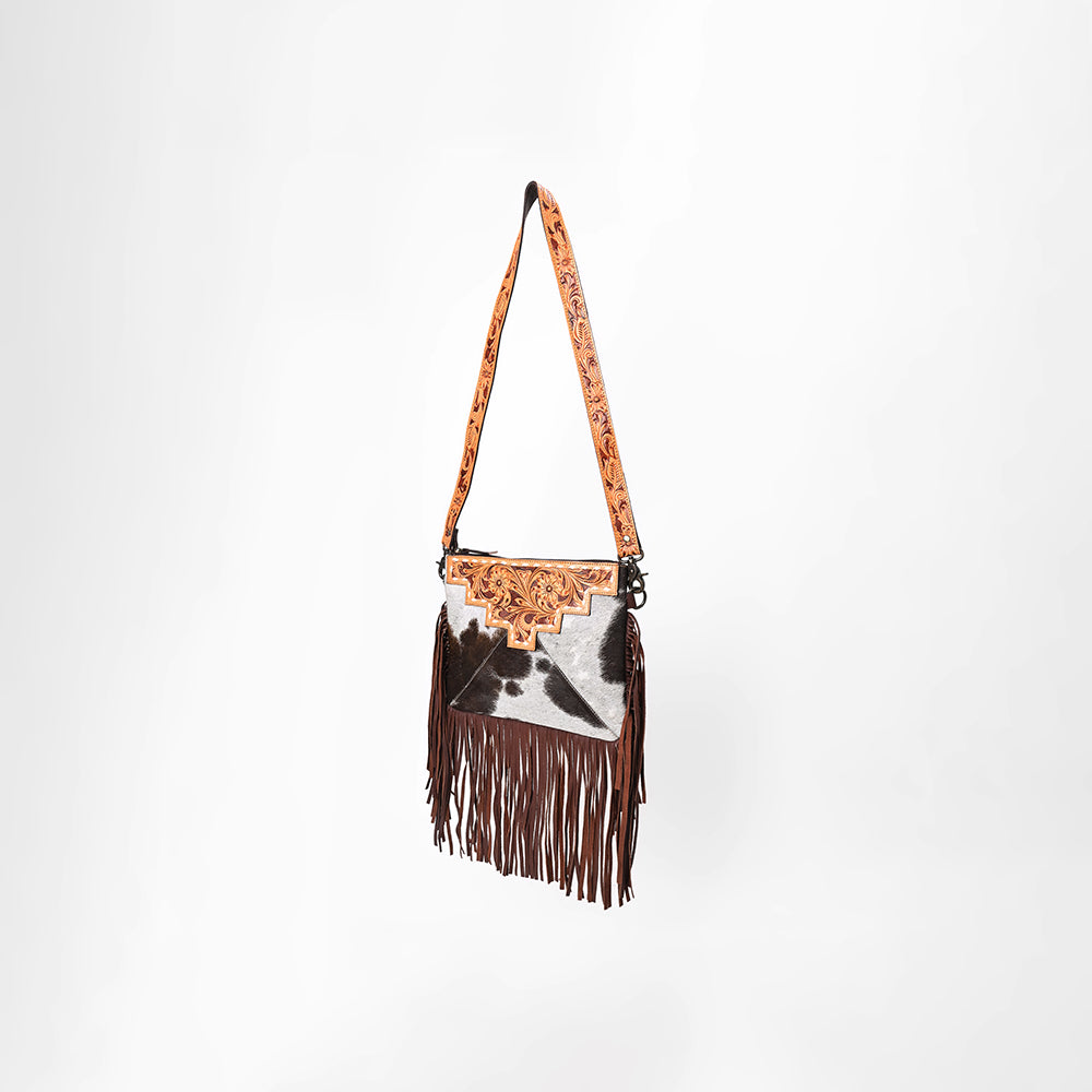 OHLAY Cross Body Hand Tooled Hair-On Genuine Leather Women Bag Western Handbag Purse | for
