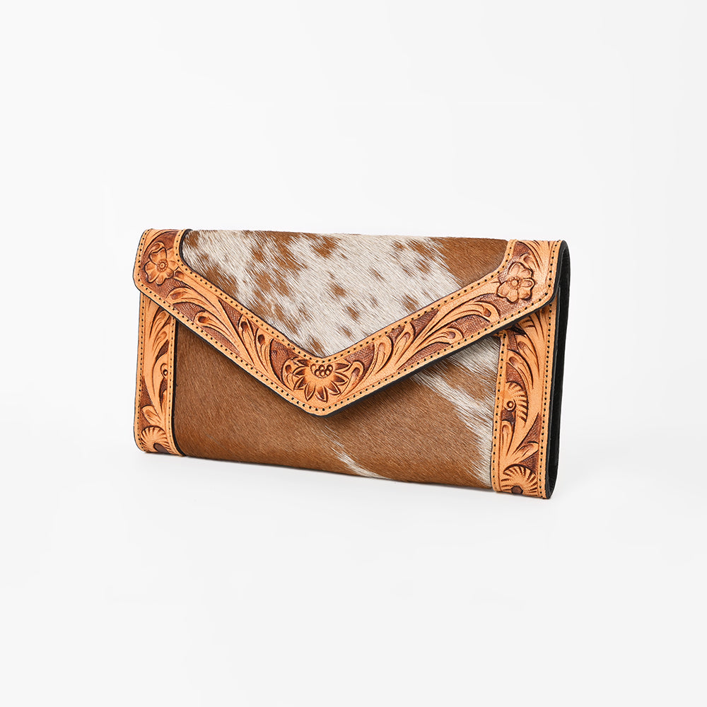 OHLAY Coin Purse Hand Tooled Hair-On Genuine Leather Women Bag Western Handbag | for Cute