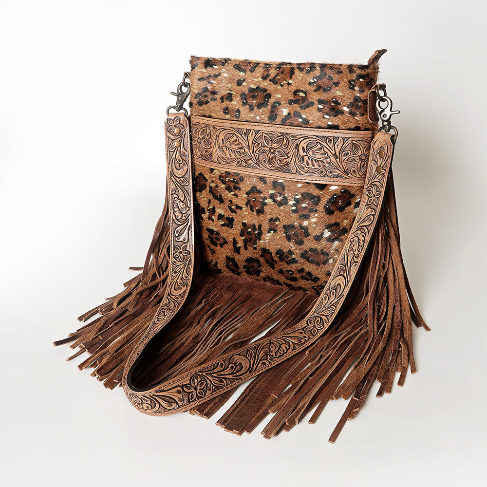 American Darling Messenger Hand Tooled Hair On Genuine Leather Western Women Bag Handbag Purse | Cute