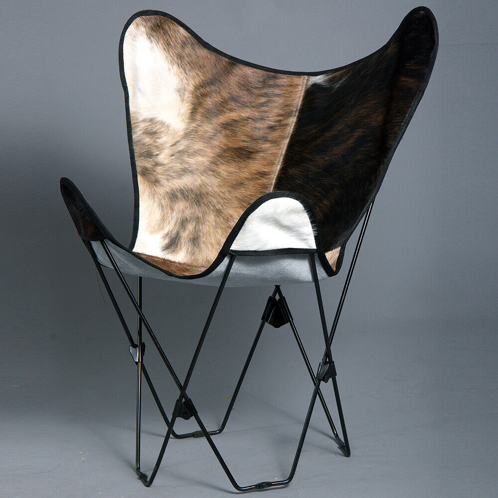 HILASON Genuine Leather Butterfly Chair Folding Lounge Modern Sling Accent Seat | Chair