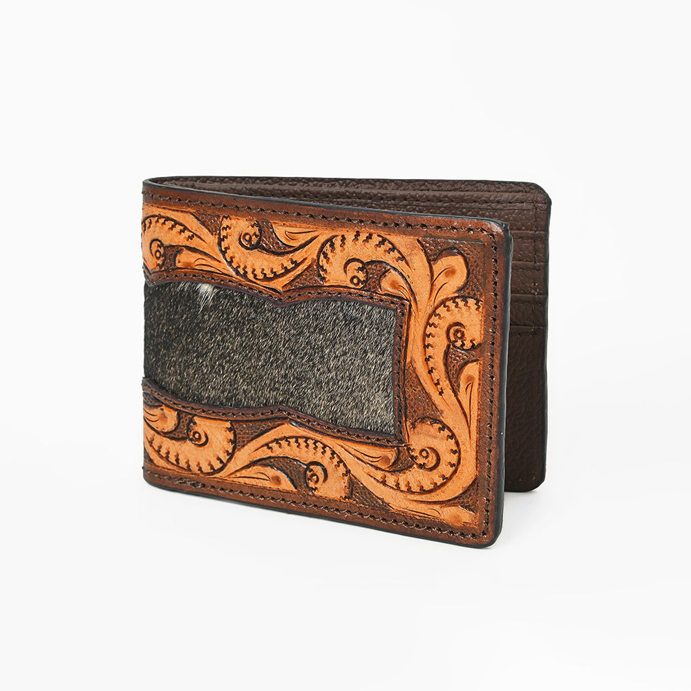 BAR H EQUINE Rodeo Floral Bifold & Trifold Wallet For Men Women HairOn Genuine Leather Tan