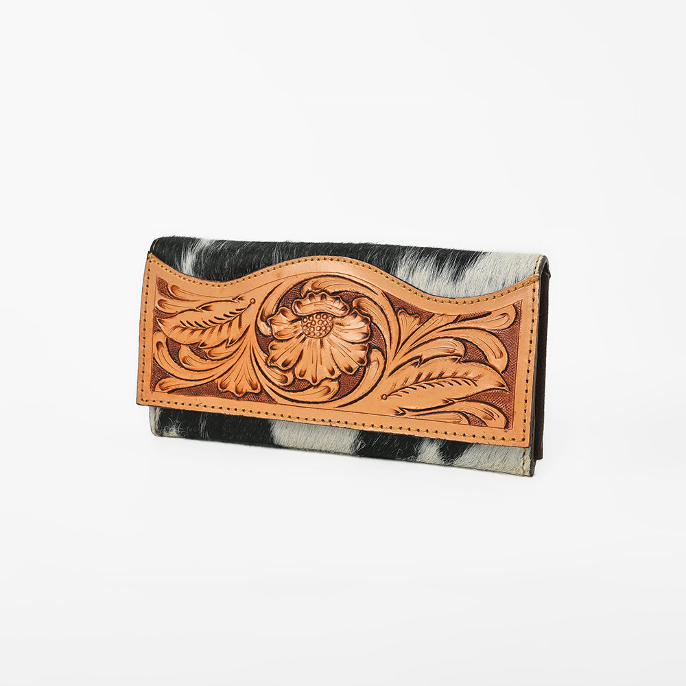 OHLAY Wallet Hand Tooled Hair-On Genuine Leather Women Bag Western Handbag Purse | Womens Handbags |Leather Belt for Summer