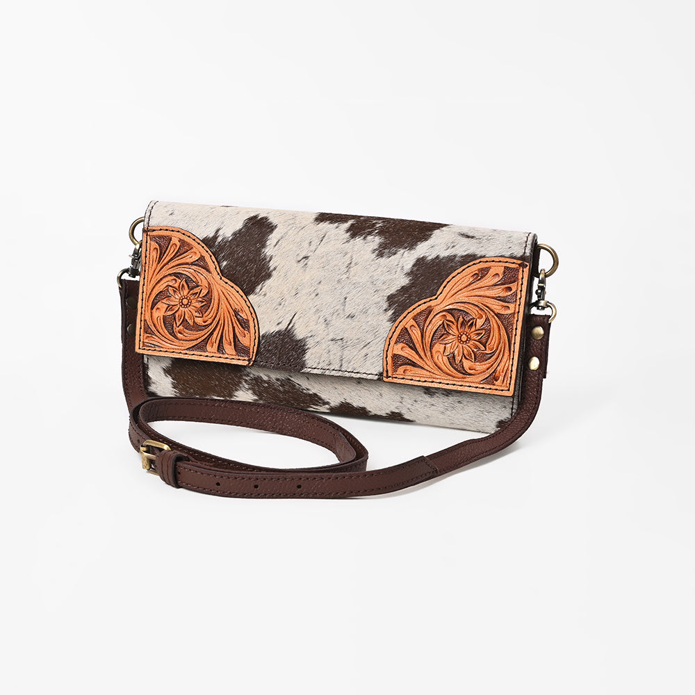 OHLAY Wallet Hand Tooled Hair-On Genuine Leather Women Bag Western Handbag Purse | Womens Handbags |Leather Belt for Summer