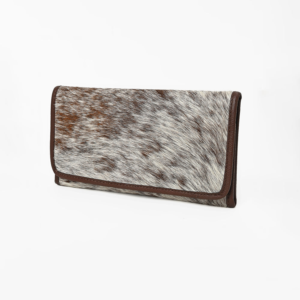 Ohlay Genuine Leather Hair-On Cowhide Long Clutch Wallet Western Purse