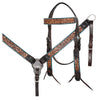HILASON Western Horse Headstall American Leather Dark brown | Breast Collar Tack Set for Horses