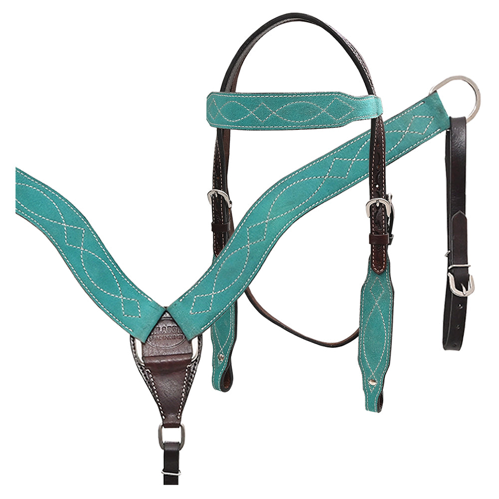 Hilason Leather Western Horse Breast Collar Headstall Set purple