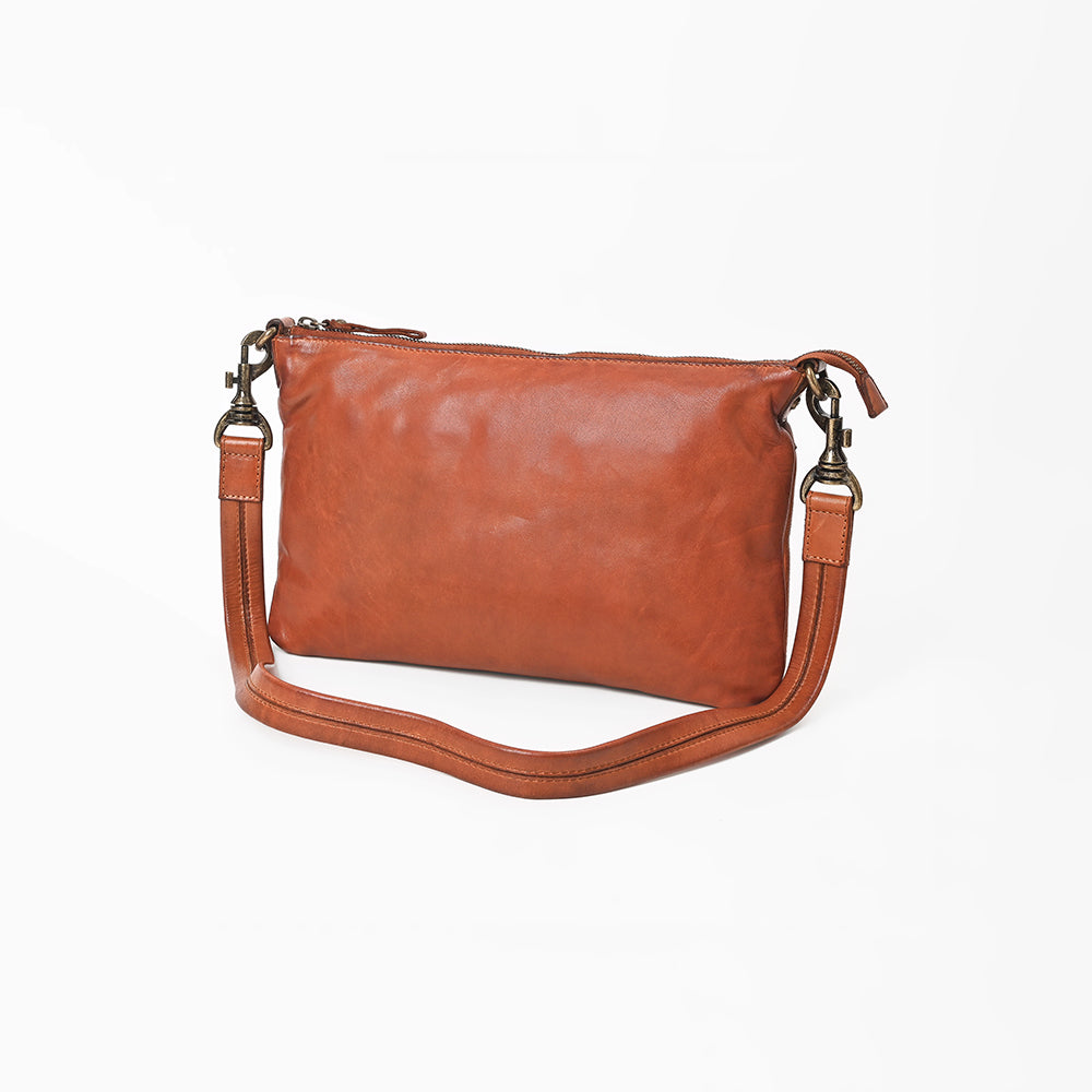 Spaghetti Western Terralux Premium Cognac Leather Crossbody Shoulder Bag