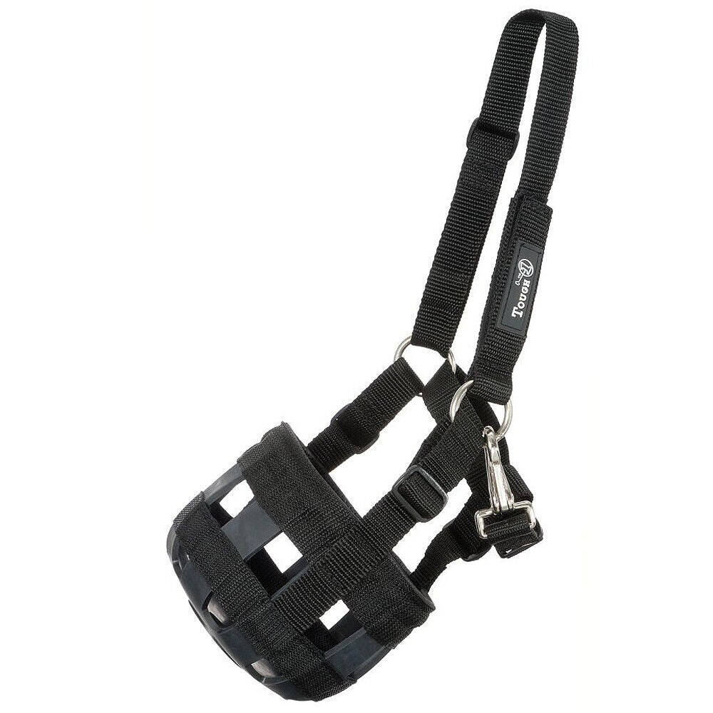 Tough 1 Poly Nylon Grazing Horse Muzzle Halter Black