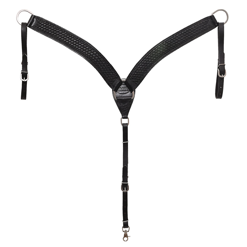 HILASON Western Horse Headstall Breast Collar Set Genuine American Leather Basket Weave Black | For Horses