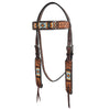 HILASON Western Horse Floral Headstall Breast Collar One Ear Headstall Wither Strap American Leather Tack Set