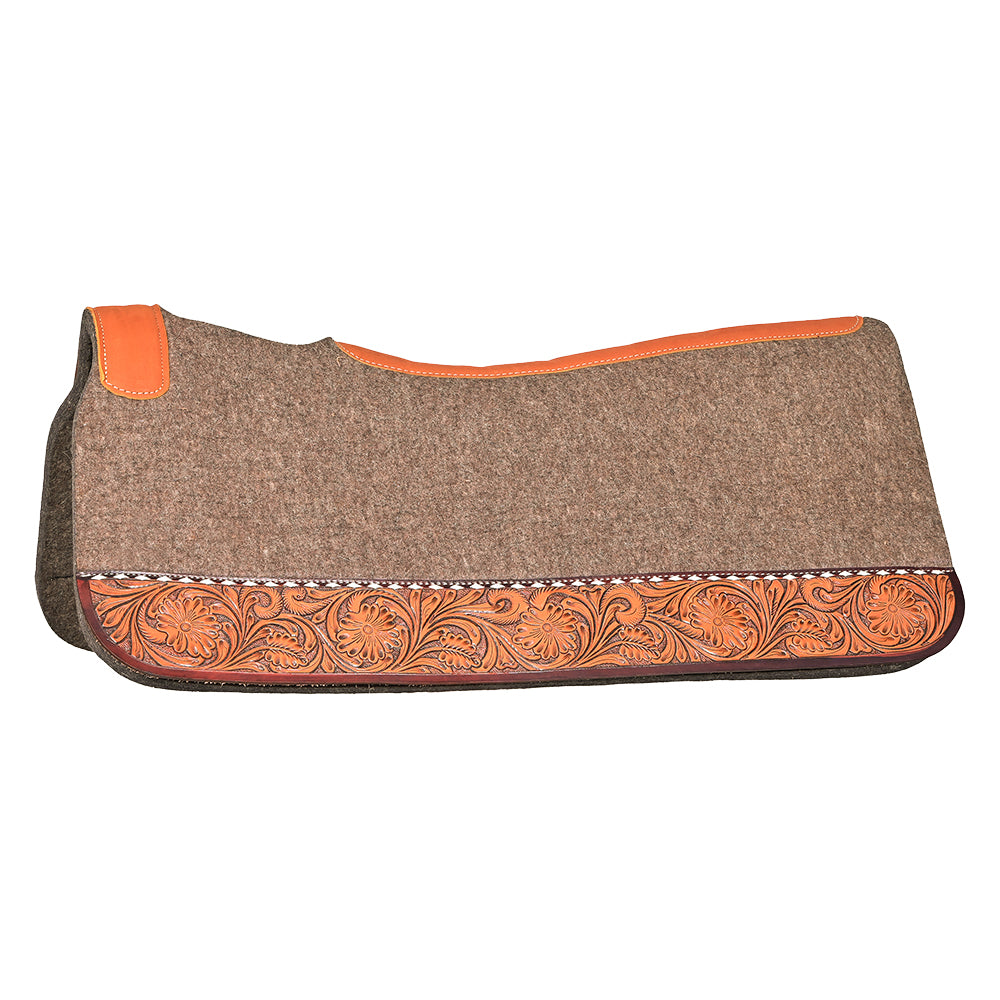 HILASON Western Wool Felt Horse Saddle Pad W/ Distressed Wear Leather | for Horses