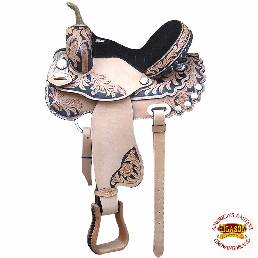 Western Horse Treeless Saddle Leather Trail Barrel Antique Tan Hilason