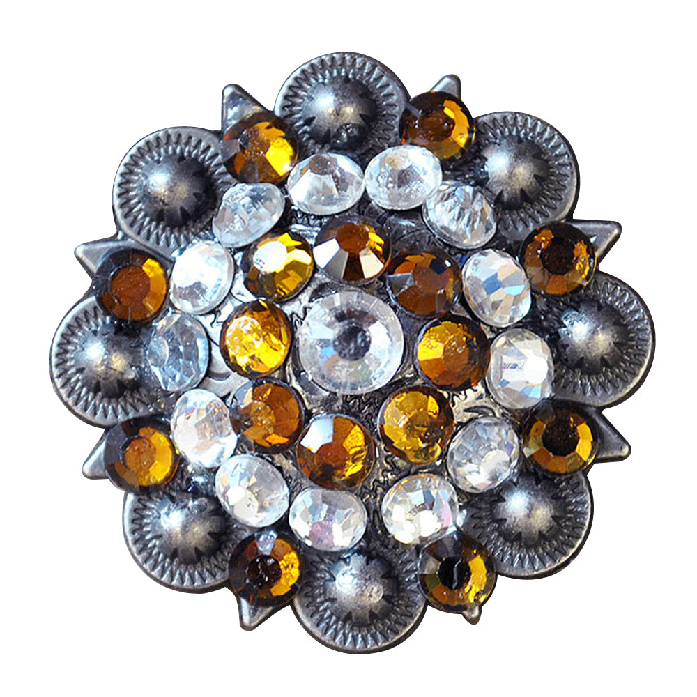 1.5" Hilason Western Style Silver Berry Rhinestone Bling Tack Headstall Saddle Concho Yellow