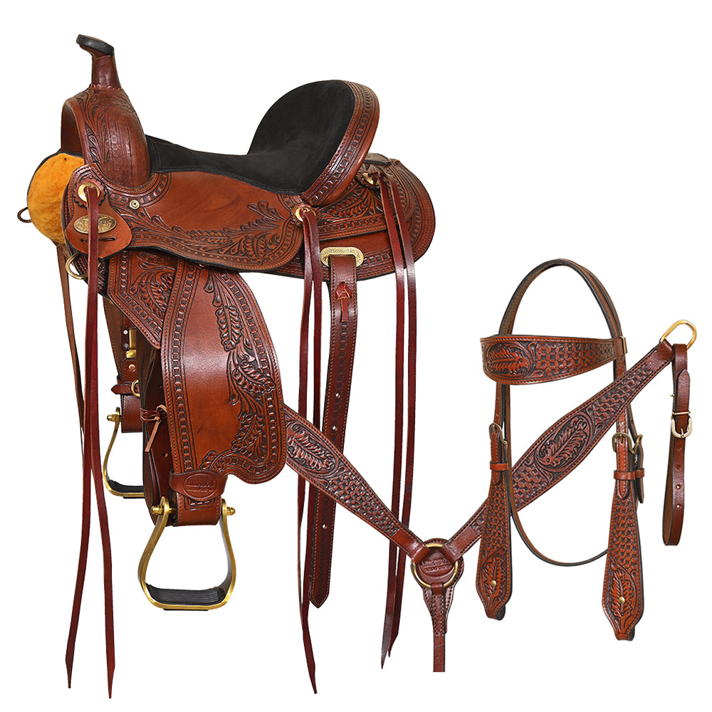 Hilason Western Kids MIniature Pony Saddle Leather Trail Tack Set